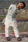 Buy_Taber Tikri_White Blue Geometrical Embroidered Nehru Jacket Set For Boys _at_Aza_Fashions