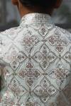 Shop_Taber Tikri_White Blue Geometrical Embroidered Nehru Jacket Set For Boys _at_Aza_Fashions