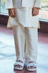Taber Tikri_Beige Kids Kurta Set For Boys _Online_at_Aza_Fashions