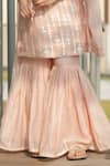 Taber Tikri_Pink Chanderi Kurta Set With Dupatta For Girls _Online_at_Aza_Fashions