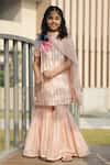 Buy_Taber Tikri_Pink Chanderi Kurta Set With Dupatta For Girls _at_Aza_Fashions