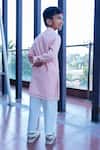 Shop_Taber Tikri_Designer Pink Chanderi Kurta Set For Boys _at_Aza_Fashions