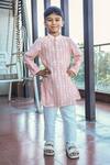 Buy_Taber Tikri_Designer Pink Chanderi Kurta Set For Boys _at_Aza_Fashions
