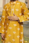 Taber Tikri_Floral Print Yellow Kurta Set For Boys _Online_at_Aza_Fashions