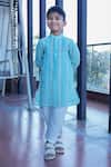 Buy_Taber Tikri_Blue Floral Embroidered Kurta Set For Boys _at_Aza_Fashions