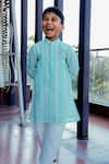 Buy_Taber Tikri_Blue Floral Embroidered Kurta Set For Boys _Online_at_Aza_Fashions