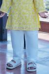 Buy_Taber Tikri_Floral Print Yellow Kurta Set For Boys _Online_at_Aza_Fashions