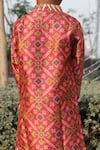 Shop_Taber Tikri_Patola Print Red Kurta Set For Boys _at_Aza_Fashions