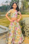 Buy_Taber Tikri_Multi Color Floral Print Designer Lehenga Set For Girls _at_Aza_Fashions