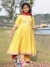 Buy_Taber Tikri_Designer Yellow Kurta Set For Girls _at_Aza_Fashions