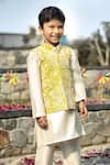 Shop_Taber Tikri_Yellow Embroidered Nehru Jacket Set For Boys _Online_at_Aza_Fashions