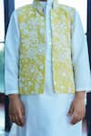 Buy_Taber Tikri_Yellow Embroidered Nehru Jacket Set For Boys 