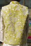 Shop_Taber Tikri_Yellow Embroidered Nehru Jacket Set For Boys 