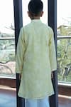 Shop_Taber Tikri_Floral Print Yellow Kurta Set For Boys _at_Aza_Fashions