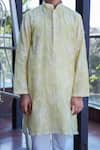 Shop_Taber Tikri_Floral Print Yellow Kurta Set For Boys _Online_at_Aza_Fashions