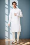 Buy_Arihant Rai Sinha_White Linen Embroidery Pure Long Kurta _Online_at_Aza_Fashions