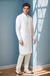 Shop_Arihant Rai Sinha_White Linen Embroidery Pure Long Kurta _Online_at_Aza_Fashions