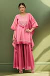 Buy Samyukta Singhania Pink Tissue Tassels, Embroidery Round Neck Digital Hand Work Kaftan Set at Aza Fashions Buy_Samyukta Singhania_Pink Tissue Tassels, Embroidery Round Neck Digital Hand Work Kaftan Set _at_Aza_Fashions