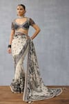 Shop_Torani_Black Net Sequins, Embroidery V-neck Kalamkari Aavya Designer Blouse _Online_at_Aza_Fashions