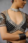 Buy_Torani_Black Net Sequins, Embroidery V-neck Kalamkari Aavya Designer Blouse 
