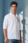 Buy_Arihant Rai Sinha_White Linen Embroidery Regal Panther Pure Shirt _at_Aza_Fashions