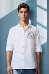 Buy_Arihant Rai Sinha_White Linen Embroidery Regal Panther Pure Shirt _Online_at_Aza_Fashions