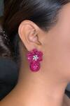 Buy_kavipushp_Emerald White Stone Pink Drop Earrings _at_Aza_Fashions