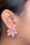 Buy_kavipushp_Pink Diamonds Diamond-studded Flower Earrings _at_Aza_Fashions