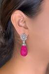 Buy_kavipushp_Emerald Pink Drop Earring Set _at_Aza_Fashions