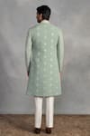 Shop_Gargee Designers_Mint Polyester, Viscose Embroidery Zeb Indowestern Sherwani Set_at_Aza_Fashions