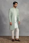 Buy_Gargee Designers_Mint Polyester, Viscose Embroidery Zeb Indowestern Sherwani Set_at_Aza_Fashions