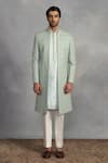 Gargee Designers_Mint Polyester, Viscose Embroidery Zeb Indowestern Sherwani Set_Online_at_Aza_Fashions