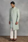 Buy_Gargee Designers_Mint Polyester, Viscose Embroidery Zeb Indowestern Sherwani Set_Online_at_Aza_Fashions