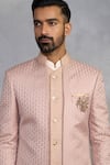 Shop_Gargee Designers_Peach Polyester, Jacquard, Viscose Embroidery Khushnuma Indowestern Set _Online_at_Aza_Fashions