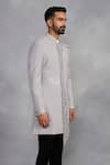 Gargee Designers_Gray Polyester Embroidery Designer Indowestern Sherwani Set _Online_at_Aza_Fashions
