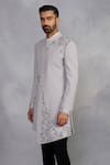 Buy_Gargee Designers_Gray Polyester Embroidery Designer Indowestern Sherwani Set _Online_at_Aza_Fashions