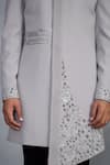 Shop_Gargee Designers_Gray Polyester Embroidery Designer Indowestern Sherwani Set 