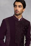 Gargee Designers_Wine Polyester, Velvet Embroidery Kashish Indowestern Set _at_Aza_Fashions