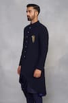 Gargee Designers_Navy Polyester, Viscose Brooches Indowestern Sherwani Set _Online_at_Aza_Fashions