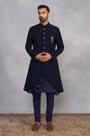 Buy_Gargee Designers_Navy Polyester, Viscose Brooches Indowestern Sherwani Set _at_Aza_Fashions