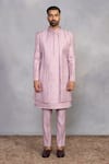 Buy_Gargee Designers_Purple Polyester, Viscose Embroidery, Sequins Zaheen Lilac Indowestern Set _at_Aza_Fashions