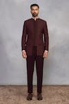 Buy_Gargee Designers_Wine Polyester, Viscose Rasiya Jodhpuri Set _at_Aza_Fashions