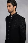 Gargee Designers_Black Polyester, Viscose Embroidery Zubair Jodhpuri Set _at_Aza_Fashions