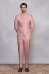 Buy_Gargee Designers_Pink Silk, Twill Beads, Embroidery Gulzar Dusty Rose Jodhpuri Set _at_Aza_Fashions