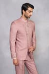 Gargee Designers_Pink Silk, Twill Beads, Embroidery Gulzar Dusty Rose Jodhpuri Set _Online_at_Aza_Fashions