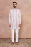 Buy_Gargee Designers_Peach Polyester, , Satin Bundi Set _at_Aza_Fashions