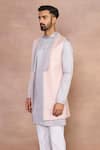 Gargee Designers_Peach Polyester, , Satin Bundi Set _at_Aza_Fashions