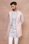 Buy_Gargee Designers_Peach Polyester, , Satin Bundi Set 