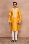 Buy_Gargee Designers_Yellow Embroidered Mustard Kurta Set _at_Aza_Fashions