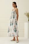 Buy_Musal_Ivory Cotton Embroidery V-neck Floral Print Maxi Dress _Online_at_Aza_Fashions